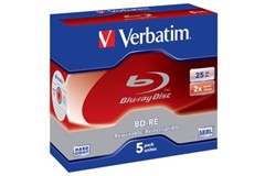 VERBATIM 43615 VERBATIM Blu Ray BD-RE 2X 25GB 5pack (43615 1052826) $17.18